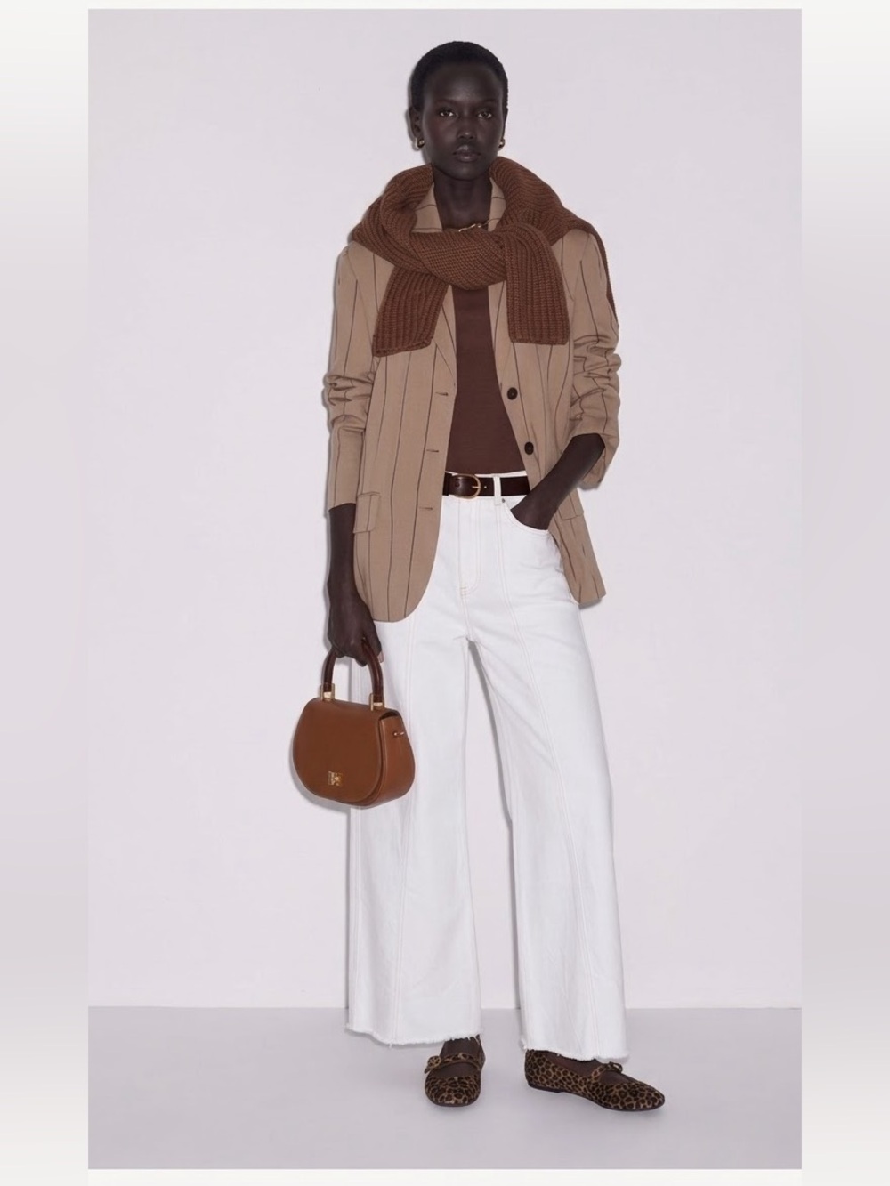 ME+EM White Wide-Leg Jeans with Front Seam
